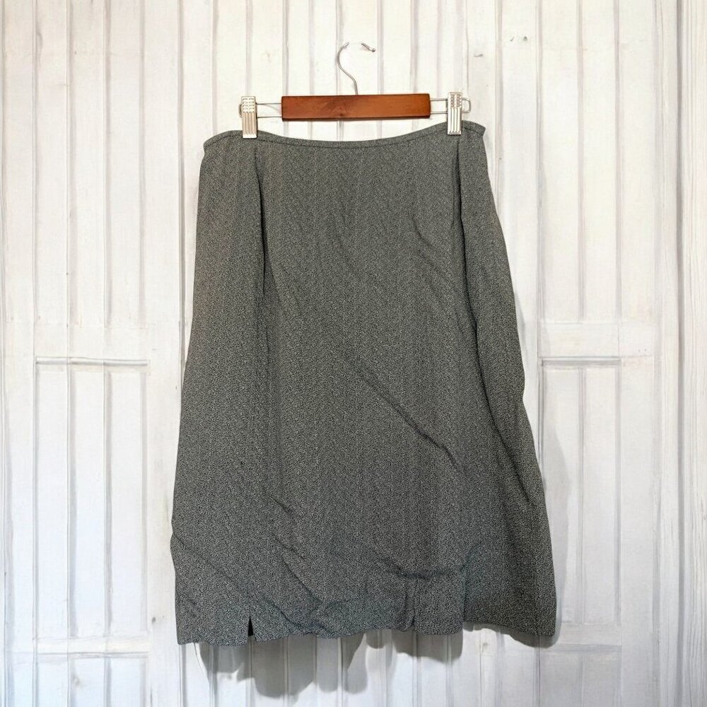 Kasper & Company Lined Midi Dress Skirt Grey/Black Herringbone Print Size 8